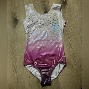 Pink and White Ombré Shimmer Girls Leotard
